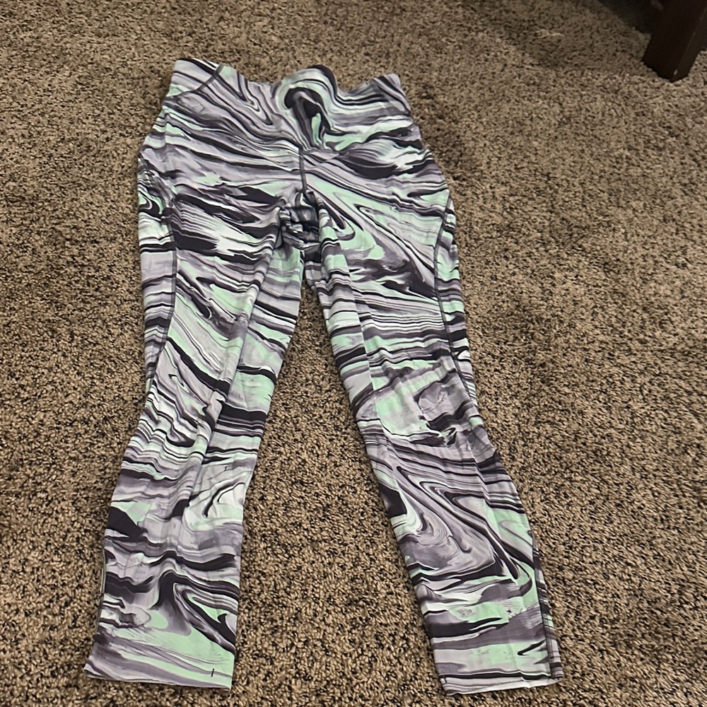 lululemon athletica Marble Print Leggings - Black and Green